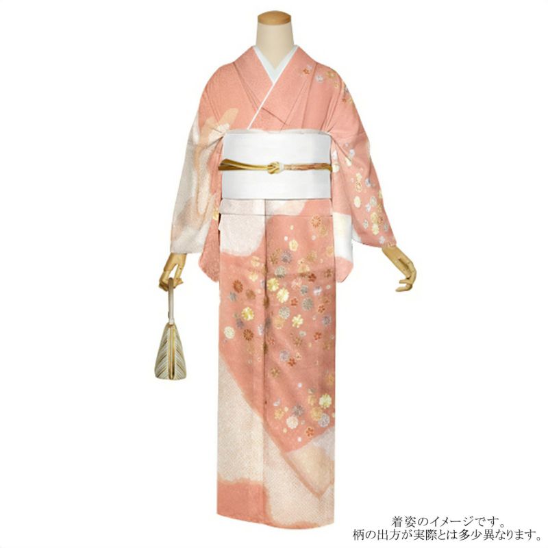 仕立て上がり 訪問着 単品 桂由美 「一斤染　山霞に花紋」 正絹 着物 ブランド訪問着 七五三 入学式 卒業式 卒園式 結婚式 お宮参り 母 ママ