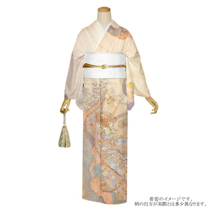 仕立て上がり 訪問着 単品 桂由美 「薄たまご色　御所解き文」 正絹 着物 ブランド訪問着 七五三 入学式 卒業式 卒園式 結婚式 お宮参り 母 ママ