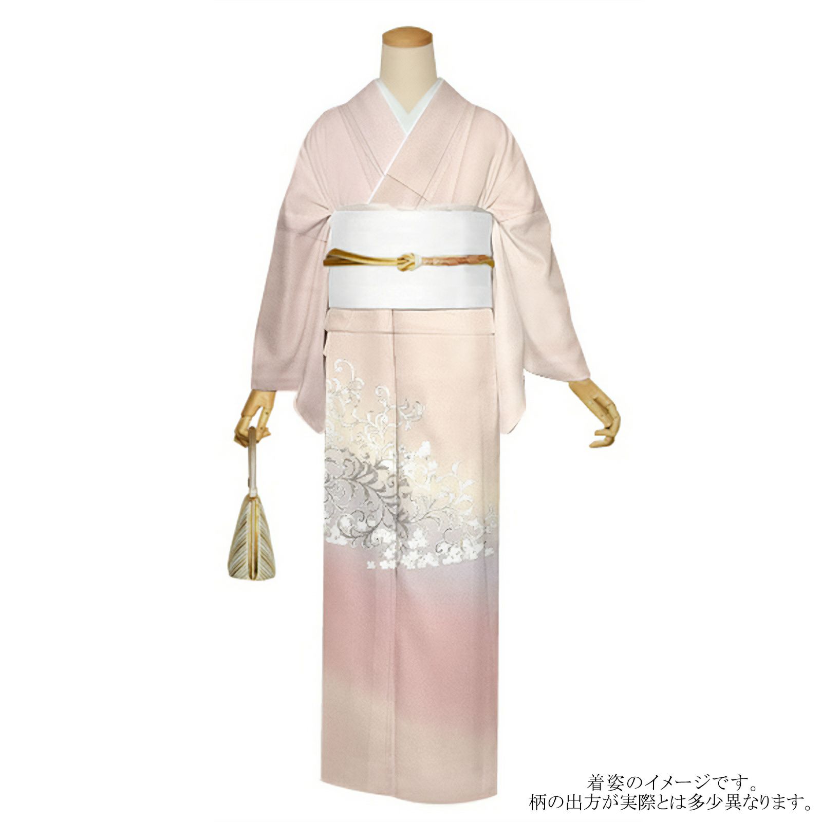 仕立て上がり 訪問着 単品 桂由美 「灰桜ぼかし　桜唐草」 正絹 着物 ブランド訪問着 七五三 入学式 卒業式 卒園式 結婚式 お宮参り 母 ママ