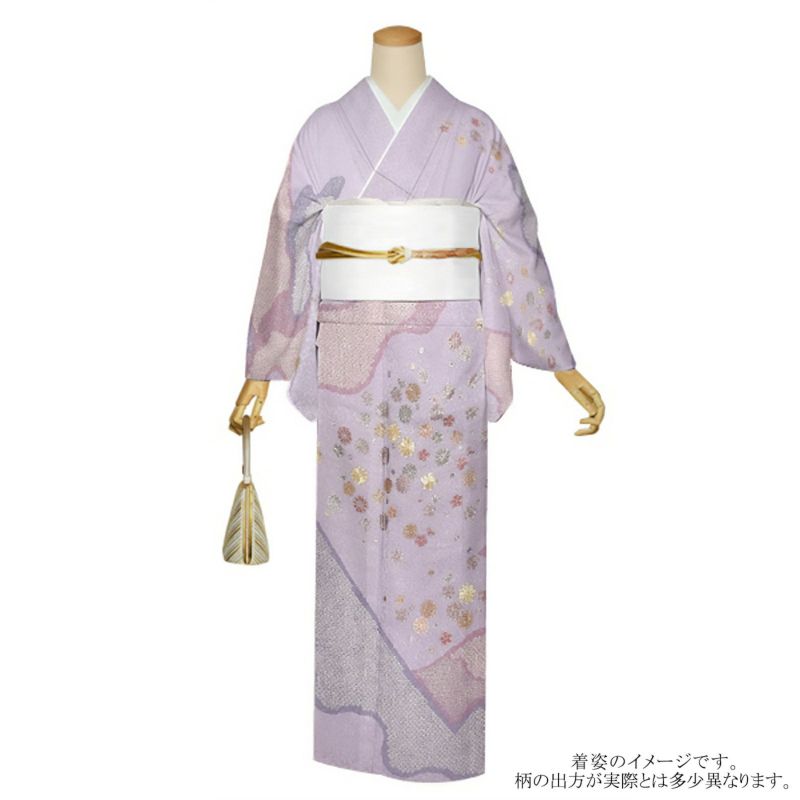 仕立て上がり 訪問着 単品 桂由美 「鴇鼠色　山霞に花紋」 正絹 着物 ブランド訪問着 七五三 入学式 卒業式 卒園式 結婚式 お宮参り 母 ママ