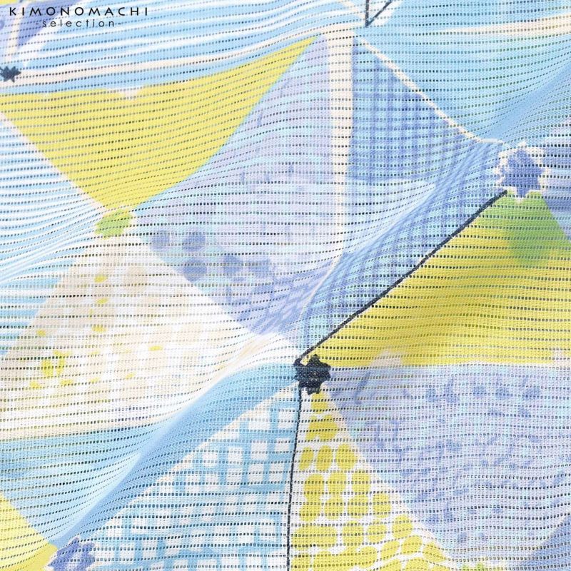 【美品】浴衣単品　紙ふうせん　空色　金子みすゞ　みすゞうた　短時間着用　モダン 美品】浴衣単品 紙ふうせん 空色 金子みすゞ みすゞうた 短時間