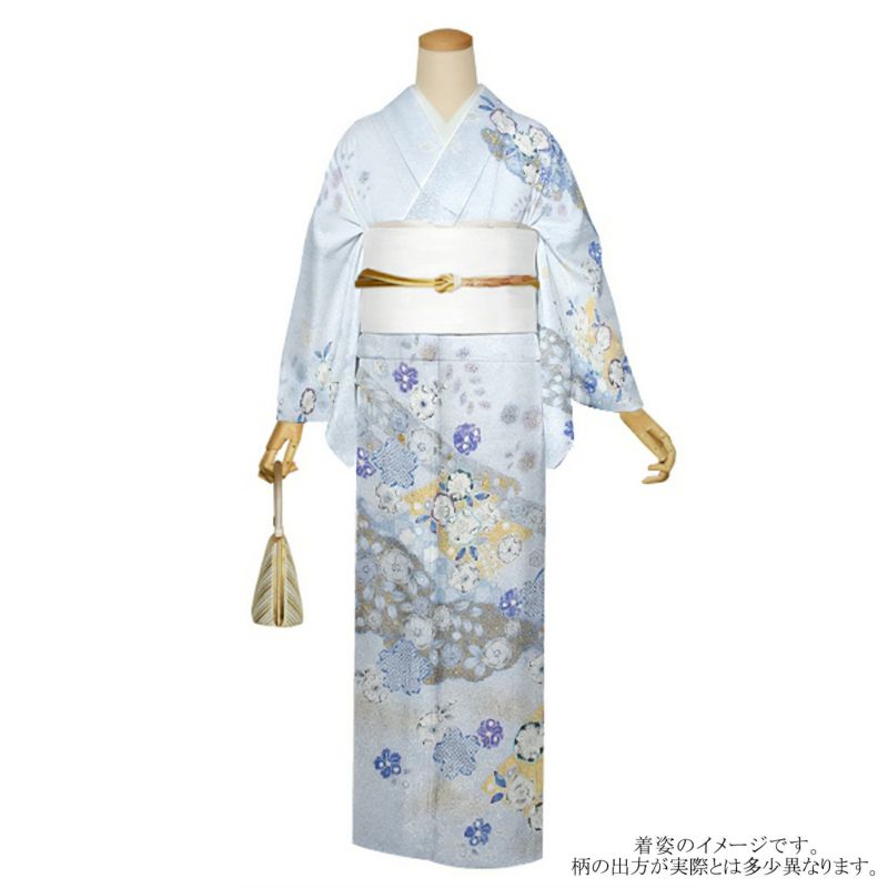 仕立て上がり 訪問着 単品 桂由美 「空色　雲取りに辻が花」 正絹 着物 ブランド訪問着 七五三 入学式 卒業式 卒園式 結婚式 お宮参り 母 ママ