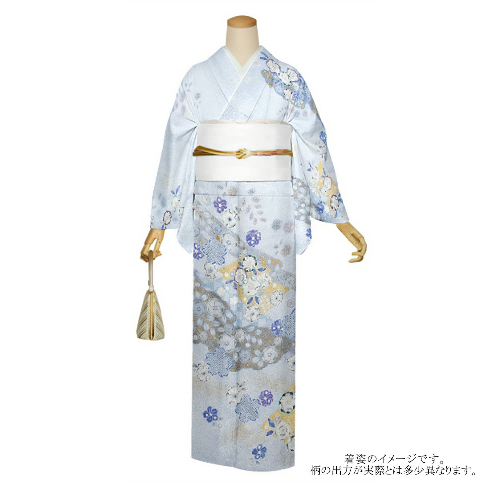 正絹長襦袢 花柄の地模様に、霞柄 ままならなく
