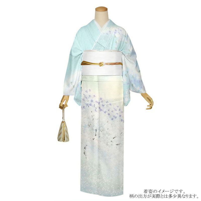 仕立て上がり 訪問着 単品 桂由美 「水色　桜」 正絹 着物 ブランド訪問着 七五三 入学式 卒業式 卒園式 結婚式 お宮参り 母 ママ