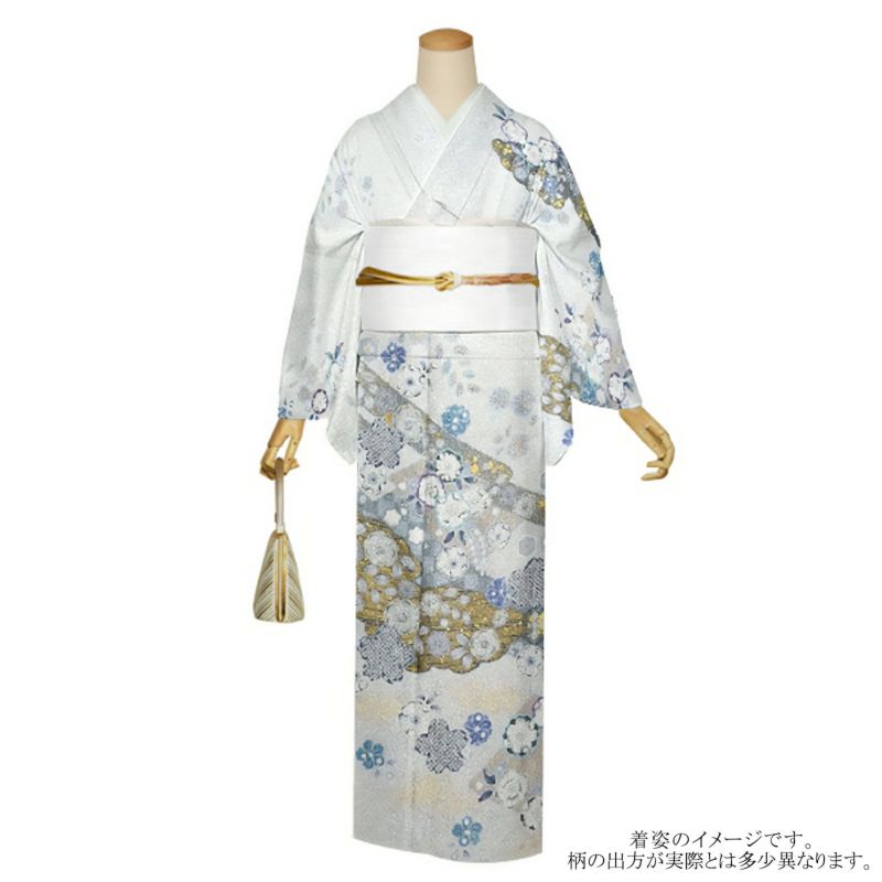 仕立て上がり 訪問着 単品 桂由美 「白藍　雲取りに辻が花」 正絹 着物 ブランド訪問着 七五三 入学式 卒業式 卒園式 結婚式 お宮参り 母 ママ
