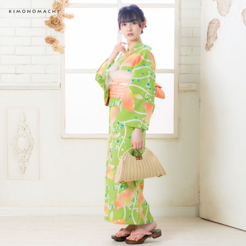 Prices down2】KIMONOMACHI オリジナル 浴衣 2点セット (浴衣＋半幅帯