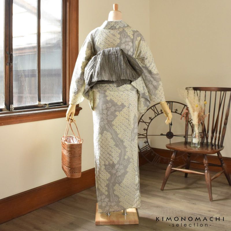 お仕立て上がり絞り浴衣単品「お嬢さんつばき」有松絞り 女性