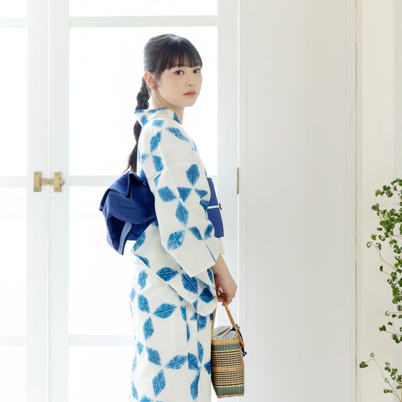 浴衣 レディース 女性浴衣単品「ブルー オモダカ柄」S/F/TL/LL