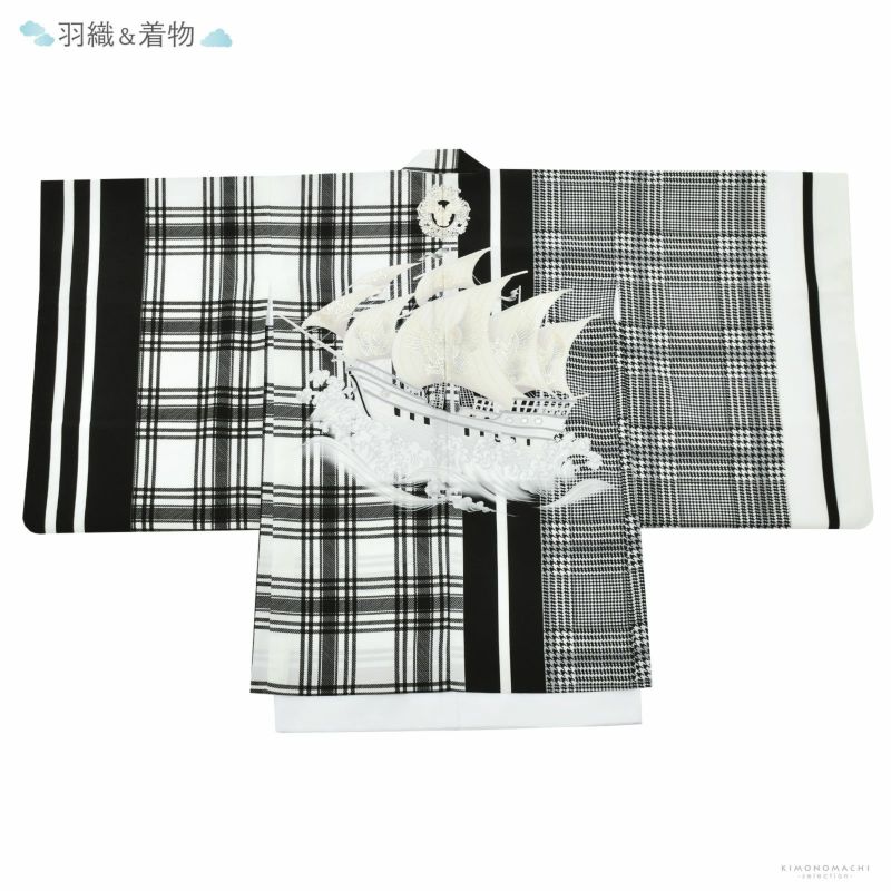 七五三 5歳 男の子 袴＆着物＆長じゅばん＆羽織小物のフルセット グレー×黒の兜 七五三 5歳 男の子 袴＆着物＆長じゅばん＆羽織小物のフルセット
