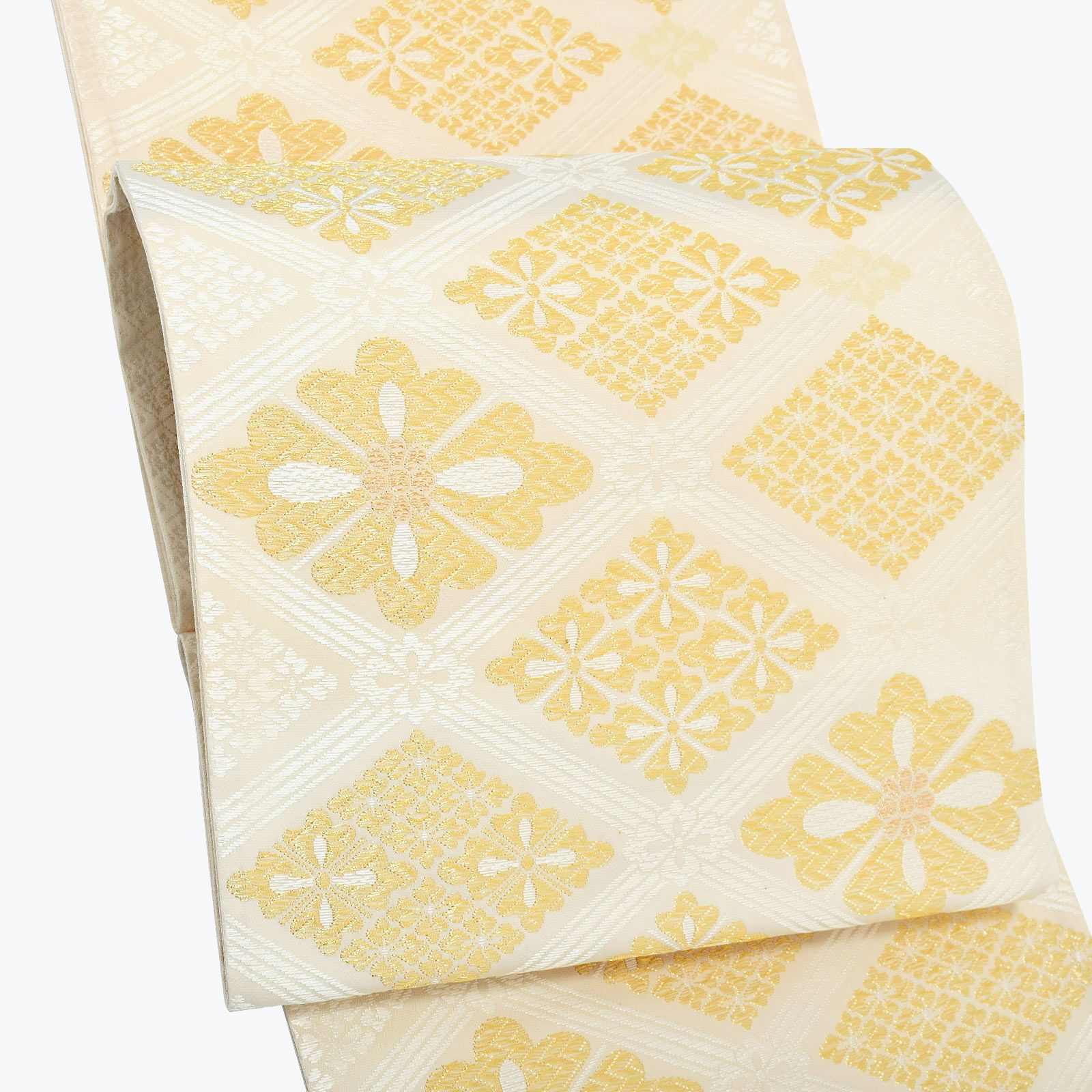 礼装 袋帯 フォーマル「白×ゴールド 花菱格子」日本製 西陣織 西陣織 ...