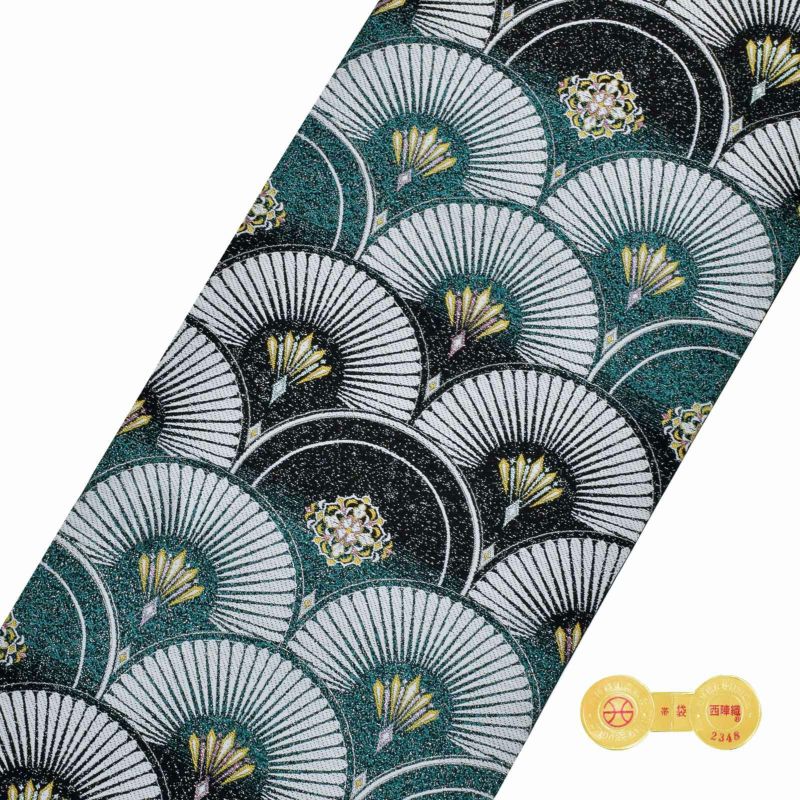 礼装 袋帯 フォーマル「孔雀緑 青海波」日本製 西陣織 西陣織証紙