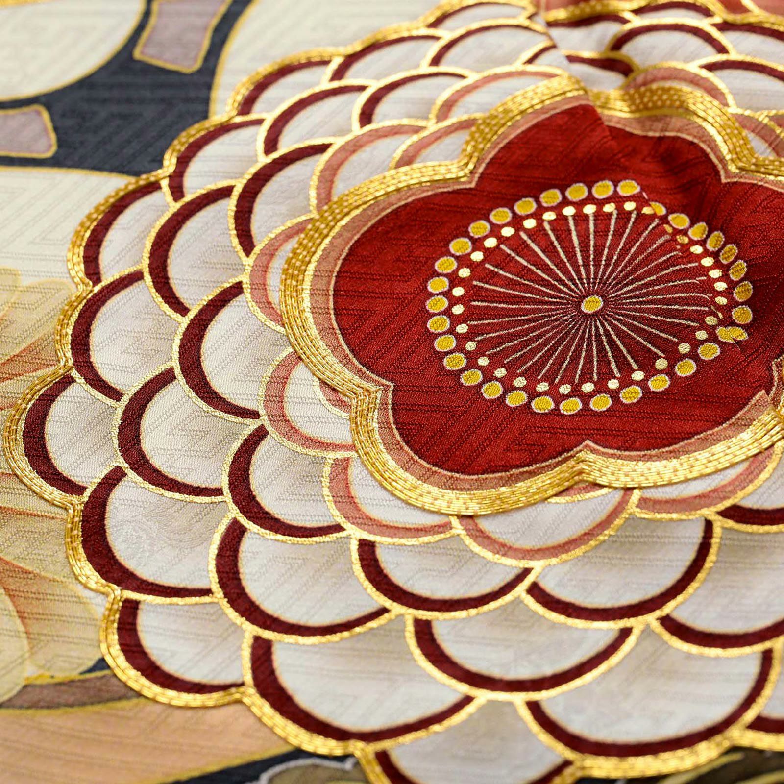 着道楽】未仕立て・長襦袢地 ◇線描の薔薇柄がモダン☆オシャレ着に☆ しぶ