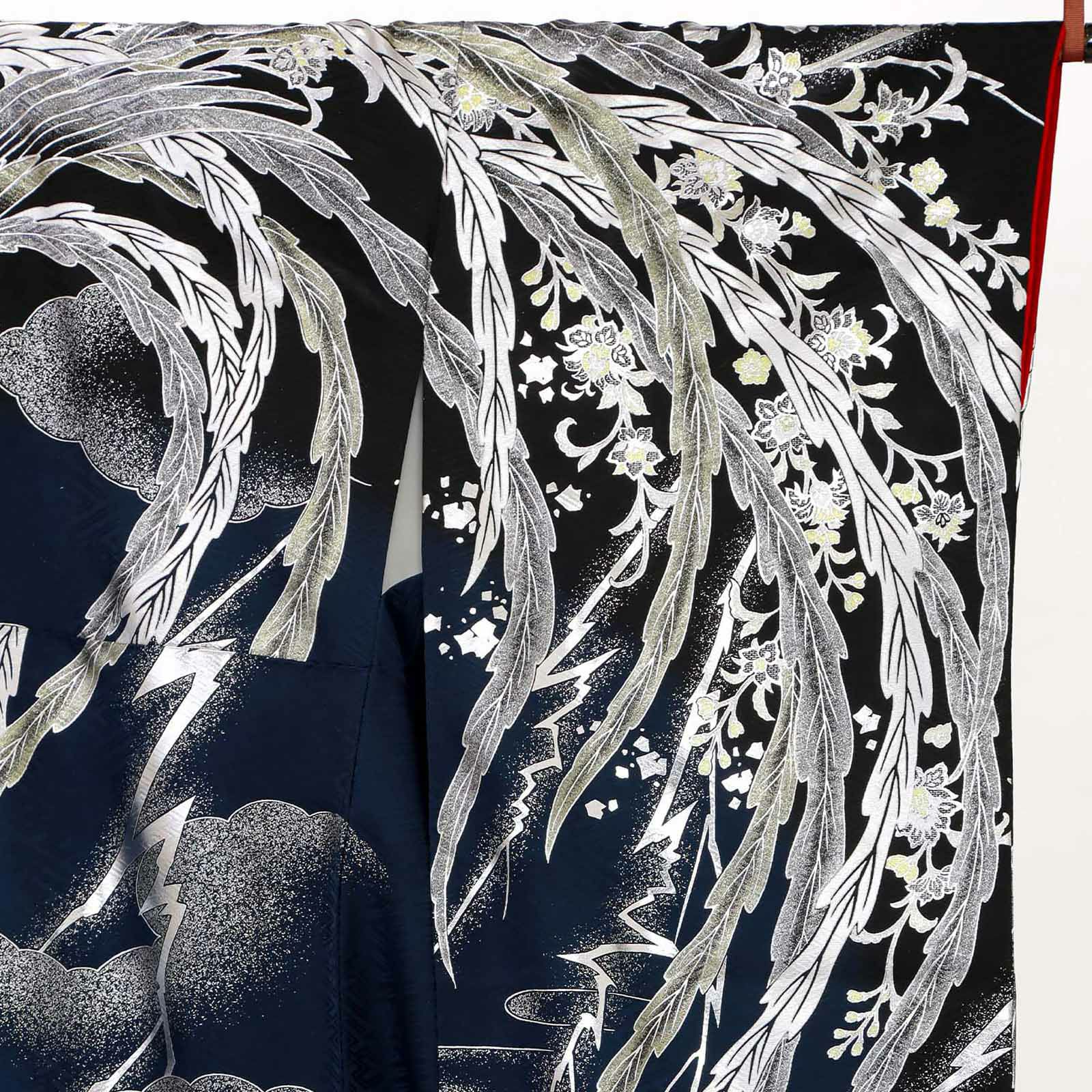 未仕立て 振袖 22点セット「Beatiful Japan ブルー×黒 鳳凰」仮絵羽 