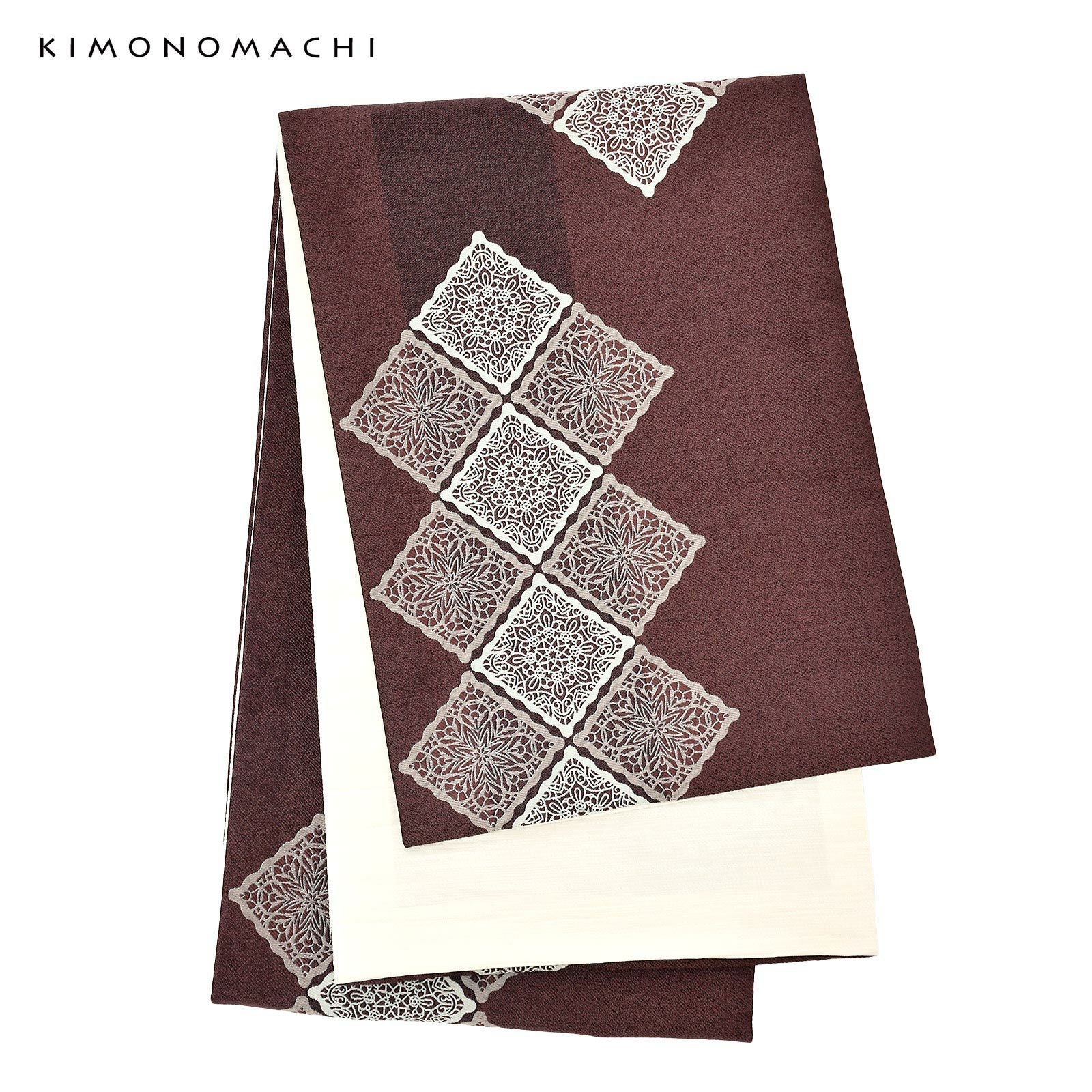 京袋帯 単品 数量限定 KIMONOMACHI オリジナル「焦茶色 スクエアレース  