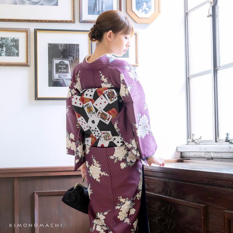洗える着物10%OFF5/1迄)洗える着物 セット「袷着物:ストライプ 洗える着物10%OFF5/1迄)洗える着物 セット「袷着物:ストライプ