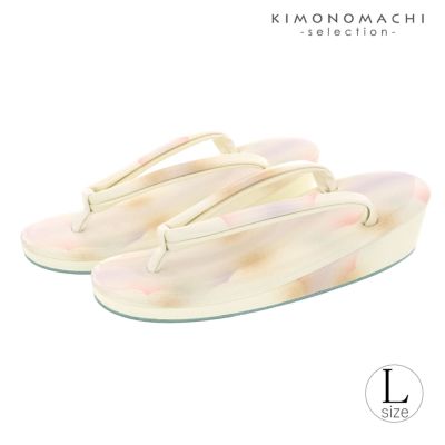 登紀和屋 手描き染め レディース 草履 単品「オフホワイト　結晶」Lサイズ 日本製 ニュークリスタル 大阪ぞうり協同組合認定 洒落草履＜T＞【メール便不可】ss2503wkm10