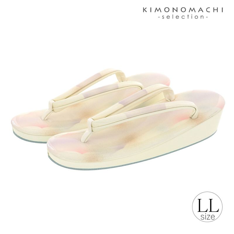 登紀和屋 手描き染め レディース 草履 単品「オフホワイト　結晶」LLサイズ 日本製 ニュークリスタル 大阪ぞうり協同組合認定 洒落草履