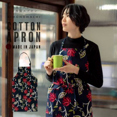 【 モダンなエプロン 】handmade●M〜L●黒い花 モダンなエプロン 】handmade○M〜L○黒い花 モダンなエプロン