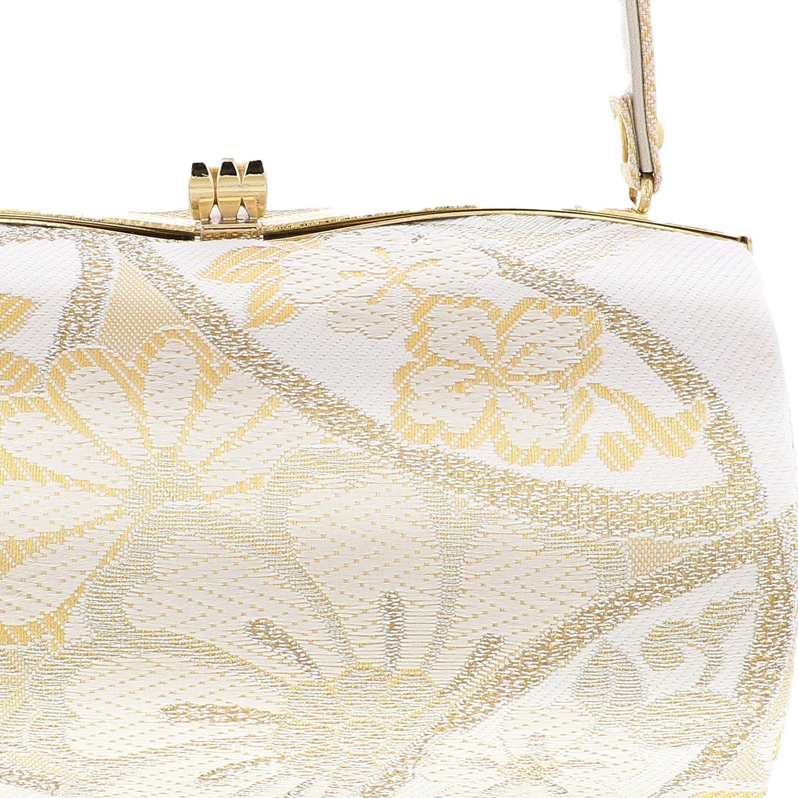 草履バッグセット「白金 花七宝、麻の葉」Fサイズ(M～Lサイズ相当