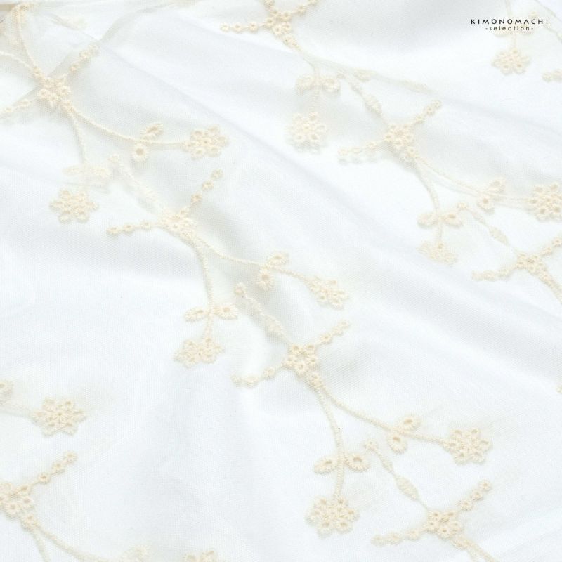 Prices down2】レース着物 袷着物 単品「白×ベージュ チュールフラワー