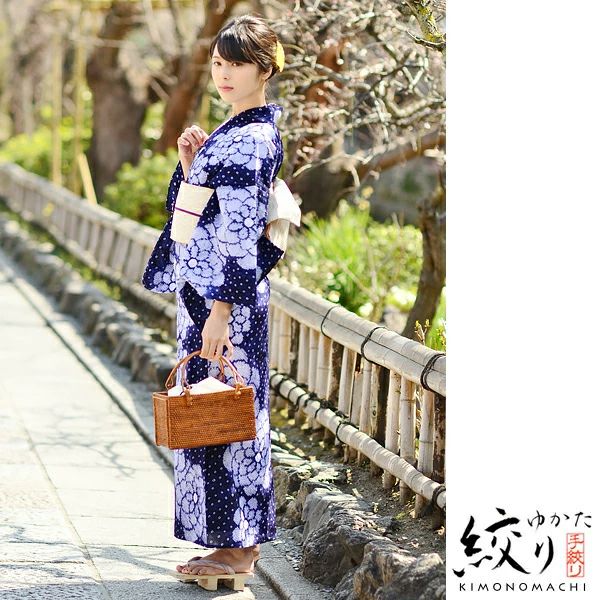 浴衣に 女性浴衣 夏祭り、盆踊りに 有松絞り 紺 ネイビー 単品 日本製 