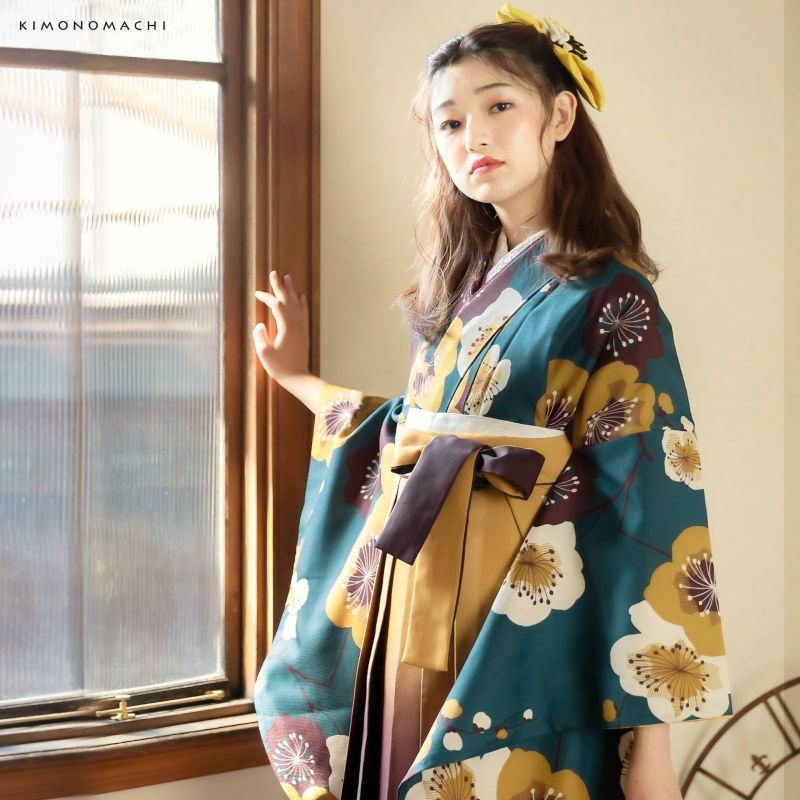 袴 セット 卒業式 女性 4点セット「二尺袖+無地袴+袴下帯+襦袢