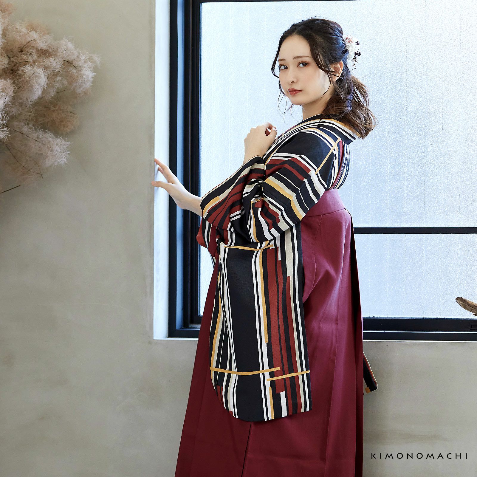卒業式 袴セット NO29 上品映え二尺袖 4点セット 新品 0120⑥（卒業式 