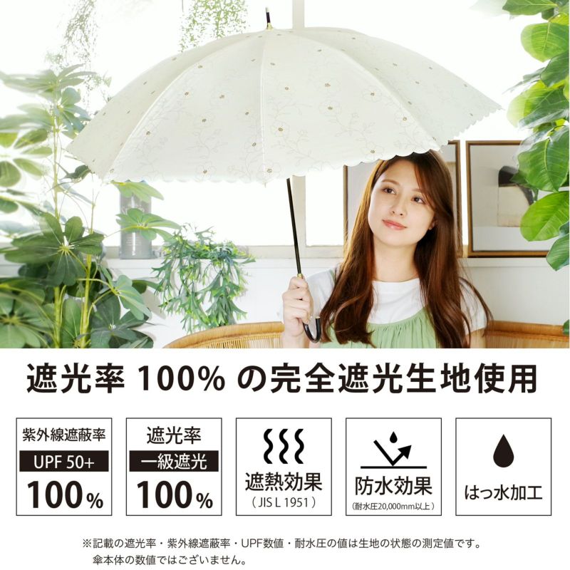 日傘 長傘 晴雨兼用「遮光ラインフラワー(2413)」遮光 遮熱 撥水