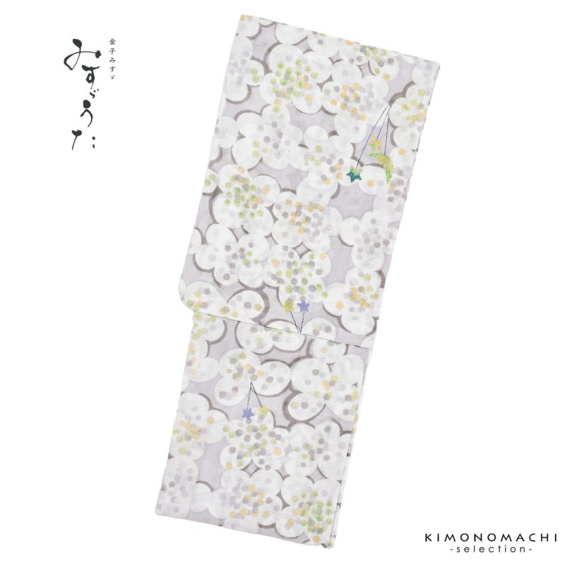 浴衣 レディース ブランド浴衣 単品 「みすゞうた 金平糖の夢　白鼠色 M2414」Fサイズ 大人 綿絽浴衣 女性浴衣単品 レディース浴衣単品 個性的 花火大会 夏祭り 女性浴衣 女性ゆかた 夏着物