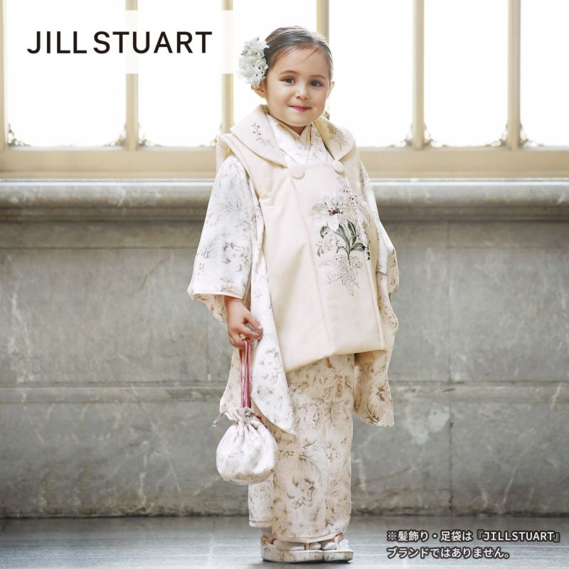 七五三 着物 3歳 女の子 ブランド被布セット JILL STUART「ホワイトリリー GF-1」三歳女児被布セット 子供着物 フルセット 三才のお祝い着 3才向け【メール便不可】