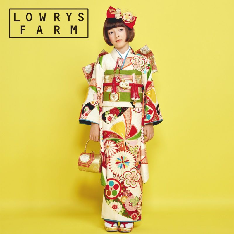 七五三COUPON10%OFF11/28迄)七五三 7歳 四つ身着物フルセット ブランド LOWRYS FARM「アイボリー ねじ花熨斗」女の子 7才  女児用 子供着物 七才のお祝い着向け【メール便不可】 | 京都きもの町