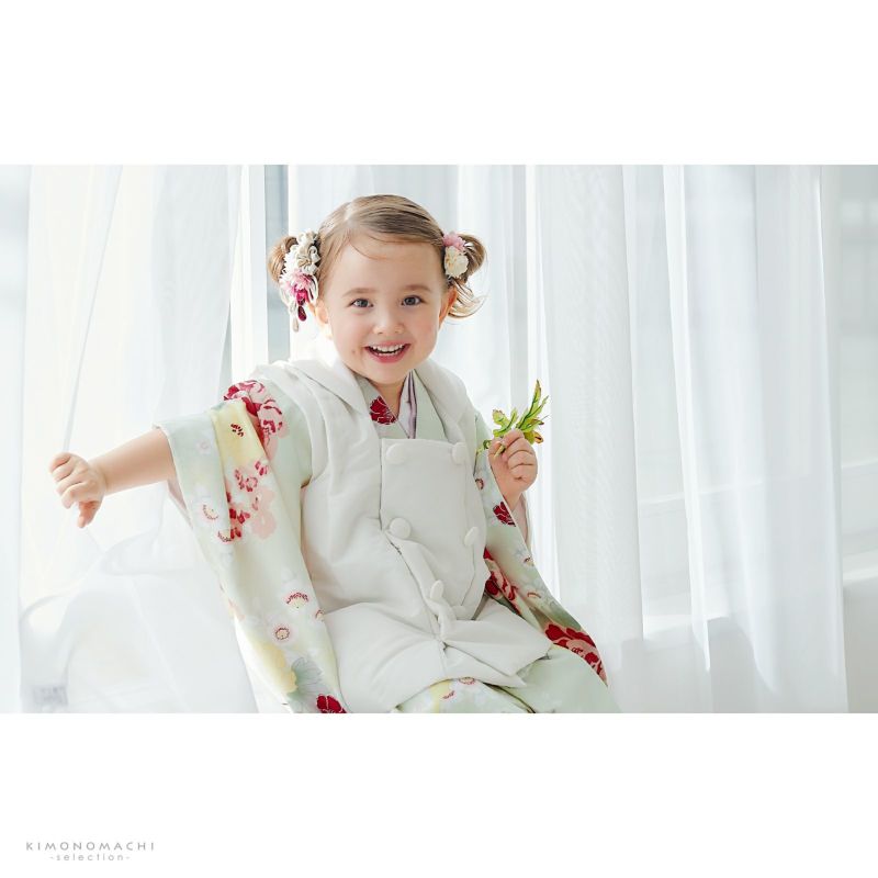 Prices down】七五三 着物 3歳 女の子 被布セット KOHARU 「白