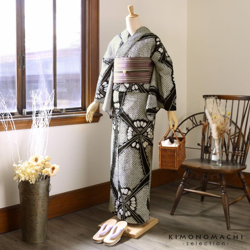 お仕立て上がり絞り浴衣単品「チャーミング花火 黒」有松絞り