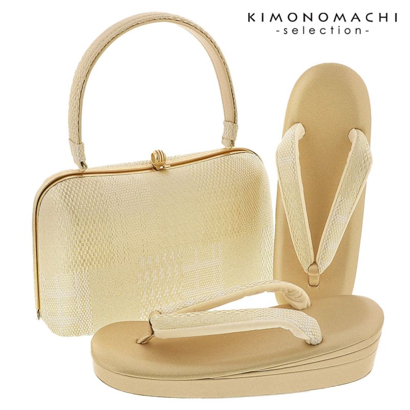 礼装 草履 バッグ セット レディース 礼装用草履バッグセット 紗織「ゴールド　石畳」Fサイズ 日本製 礼装草履バッグ 礼装バッグ 礼装草履