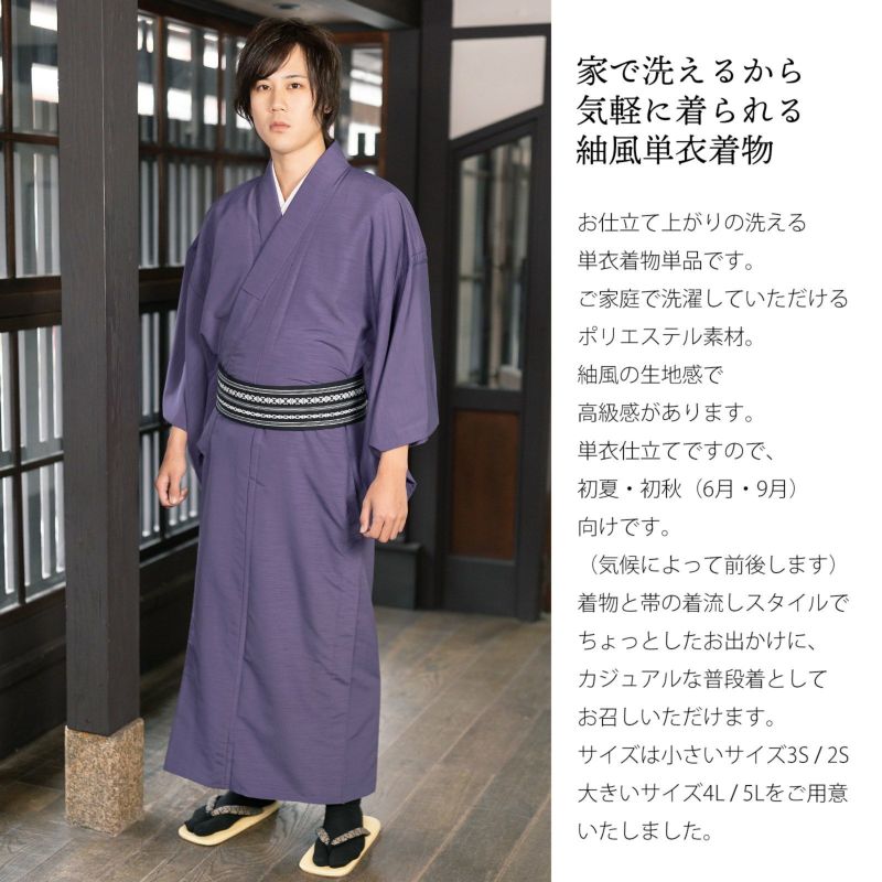 未着用！単衣＊灰紫＊モダン＊上質な紬＊着物＊トールサイズ＊１７０ｃｍ＊裄６９ 未着用！単衣＊灰紫＊モダン＊上質な紬＊着物＊