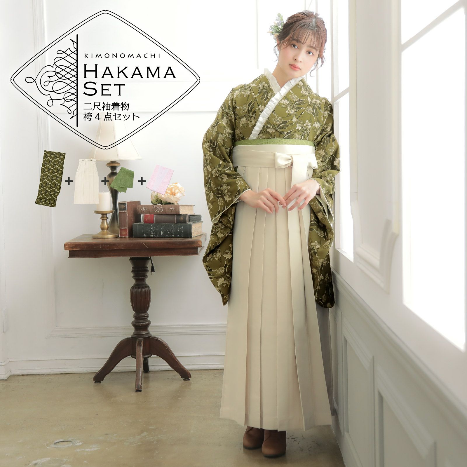 卒業式袴セット NO33- 0802 高級映え二尺袖セット 語りかける 新品 0802③