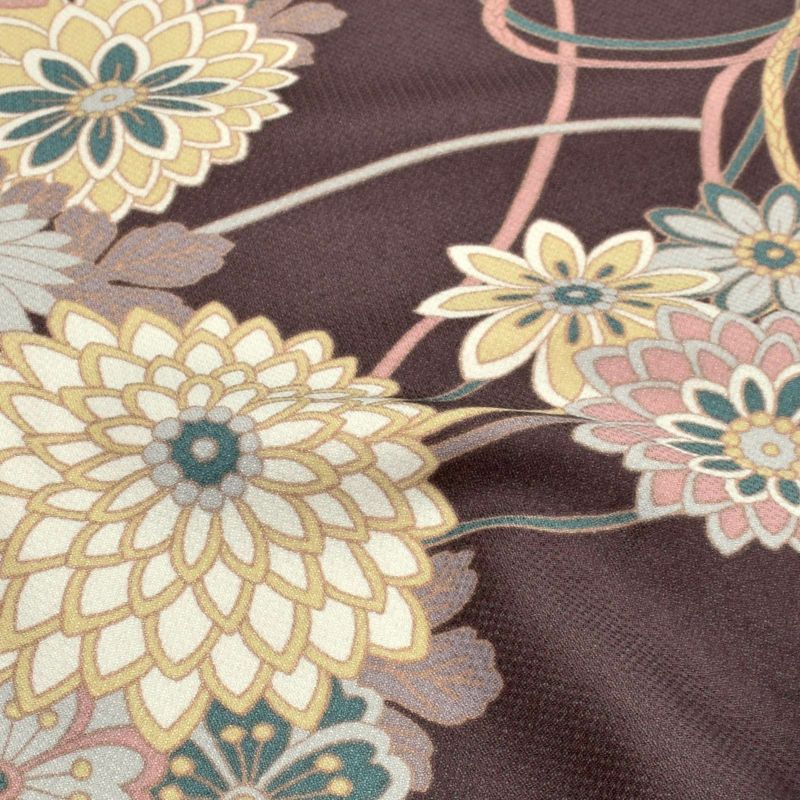 羽織 単品 KIMONOMACHI オリジナル「花くす玉 紫鳶色