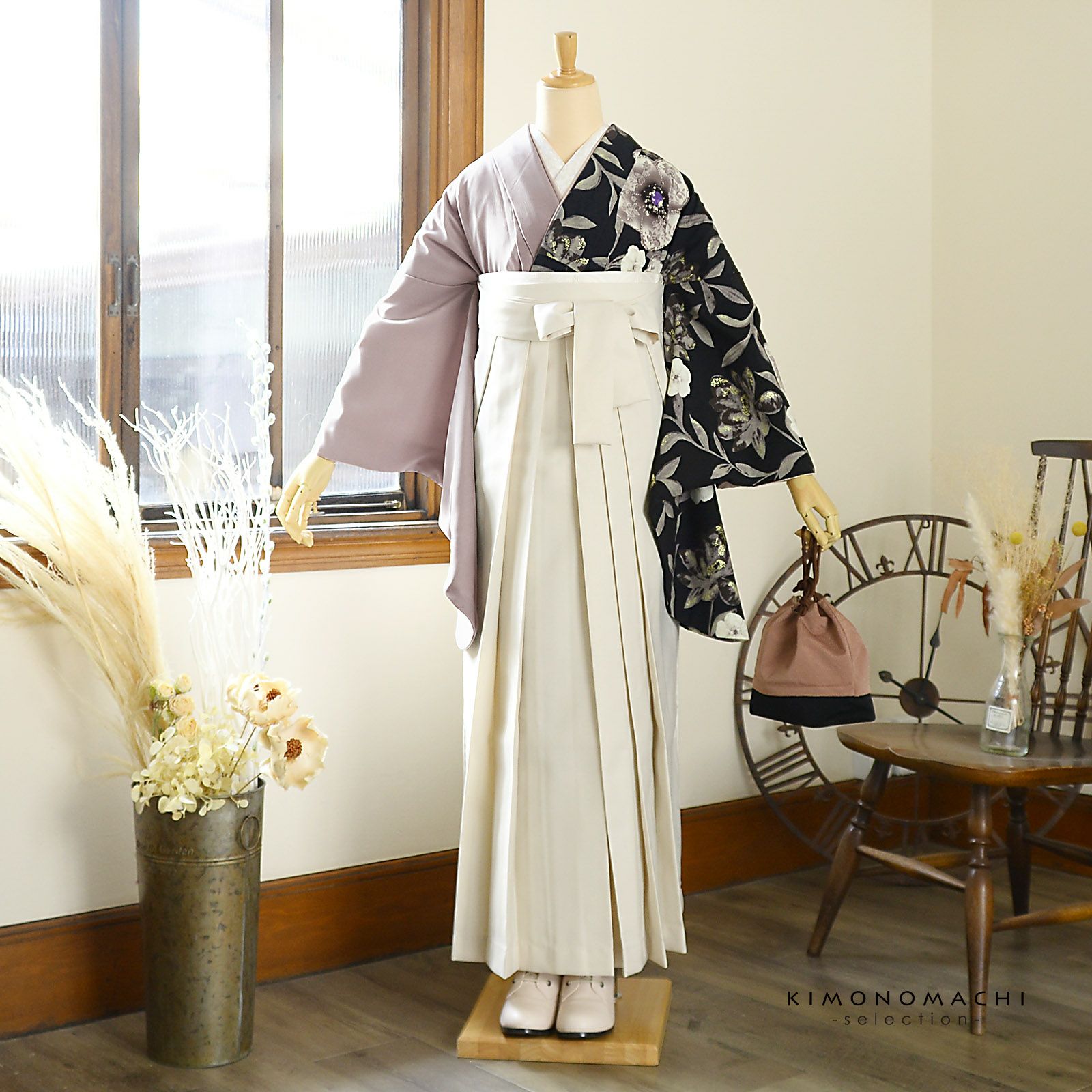 卒業式 袴セット NO28 高級 新品 二尺袖セット 0117④（(卒業式 