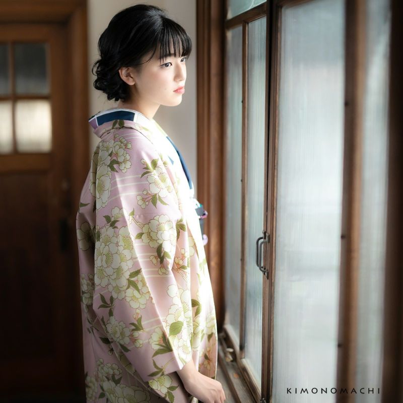羽織 単品 KIMONOMACHI オリジナル 「桜 ピンク」ポリエステル