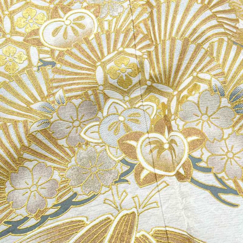 未仕立て 振袖 22点セット「白金 牡丹に松竹梅」仮絵羽 振り袖