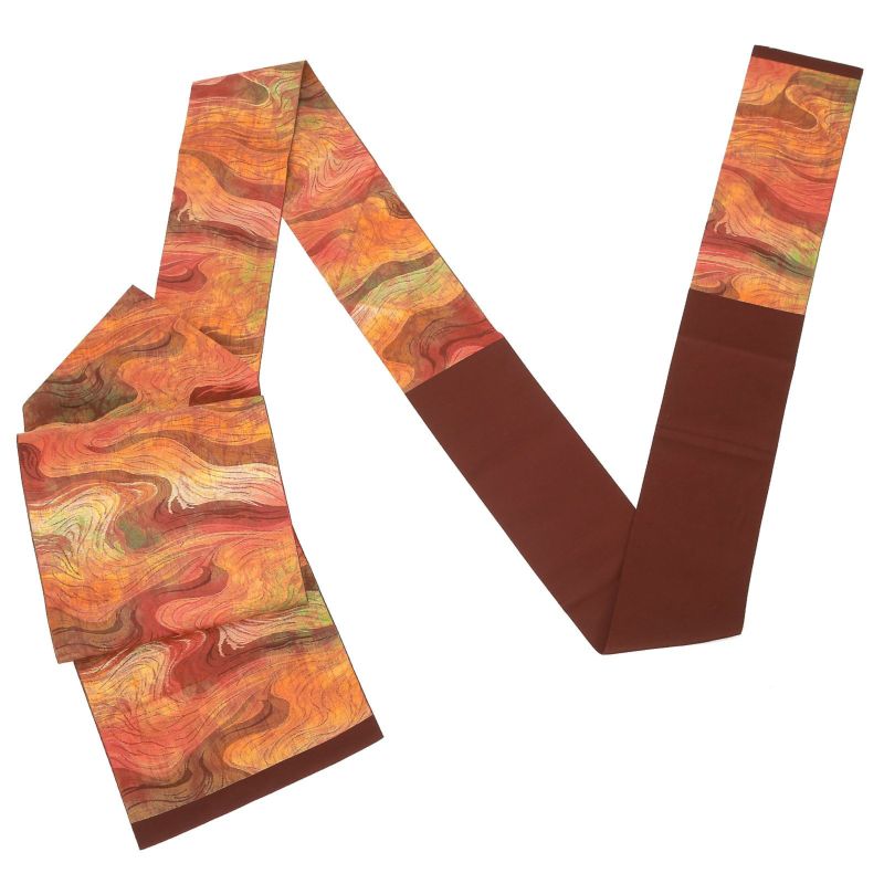 中古品】仕立て上がり 名古屋帯 「流水文」八寸名古屋帯【メール便不可