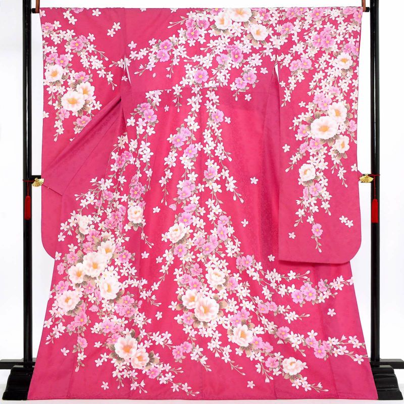 【中古品】仕立て上がり 振袖「桃の花 アザレアピンク」貸衣装処分 レンタル処分品 成人式【メール便不可】ss2503fml10