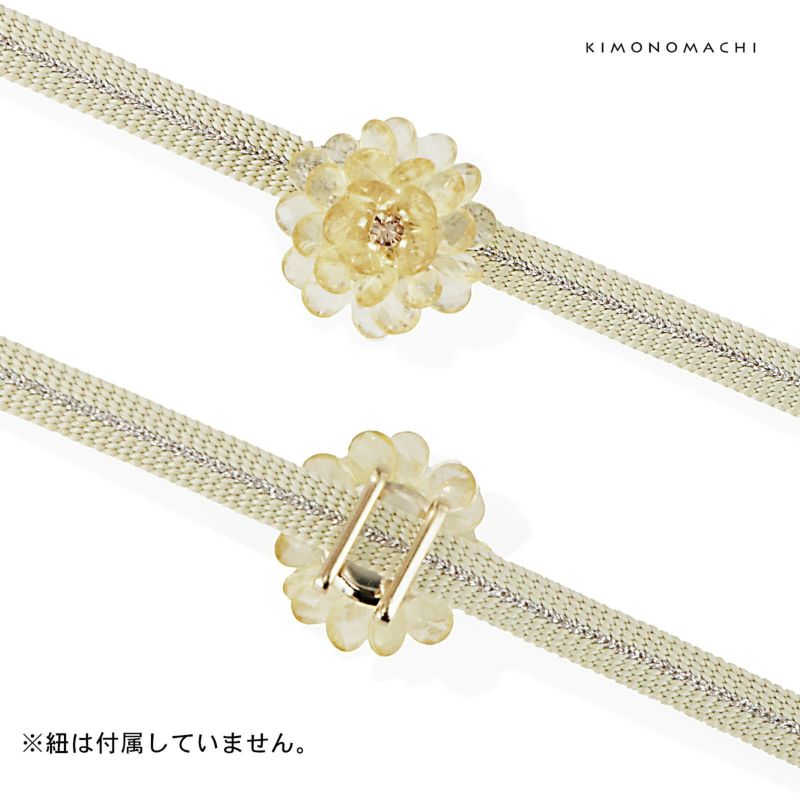クリアフラワー 帯留め 単品「イエロー」洒落小物 着物 浴衣 帯