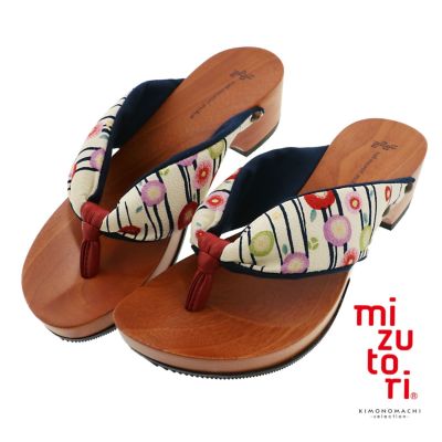 mizutori みずとり　下駄　白紫黒ドット　下駄の水鳥 mizutori みずとり 下駄 白紫黒ドット 下駄の水鳥 レディース