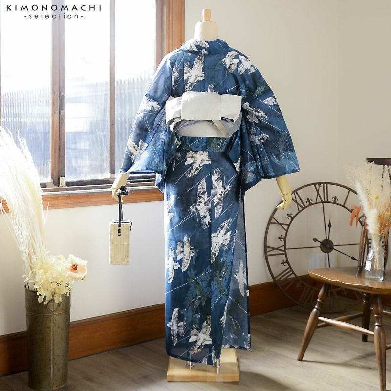 美品未着用 綿絽 夏着物“ぱっと開いて♪リズムよい和傘