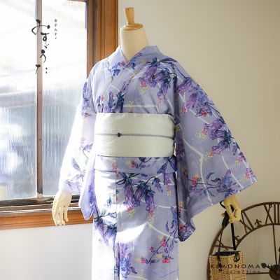 浴衣 レディース ブランド浴衣 単品「みすゞうた あけかたの花 ウィスタリア M 2512」Fサイズ 大人 綿絽浴衣 女性浴衣単品 レディース浴衣単品 個性的 花火大会 夏祭り 女性浴衣 女性ゆかた 夏着物＜H＞【メール便不