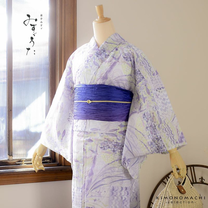 浴衣 レディース ブランド浴衣 単品「みすゞうた 波の子守唄 薄紫色 M 2514」Fサイズ 大人 綿絽浴衣 女性浴衣単品 レディース浴衣単品 個性的 花火大会 夏祭り 女性浴衣 女性ゆかた 夏着物＜H＞【メール便不可】