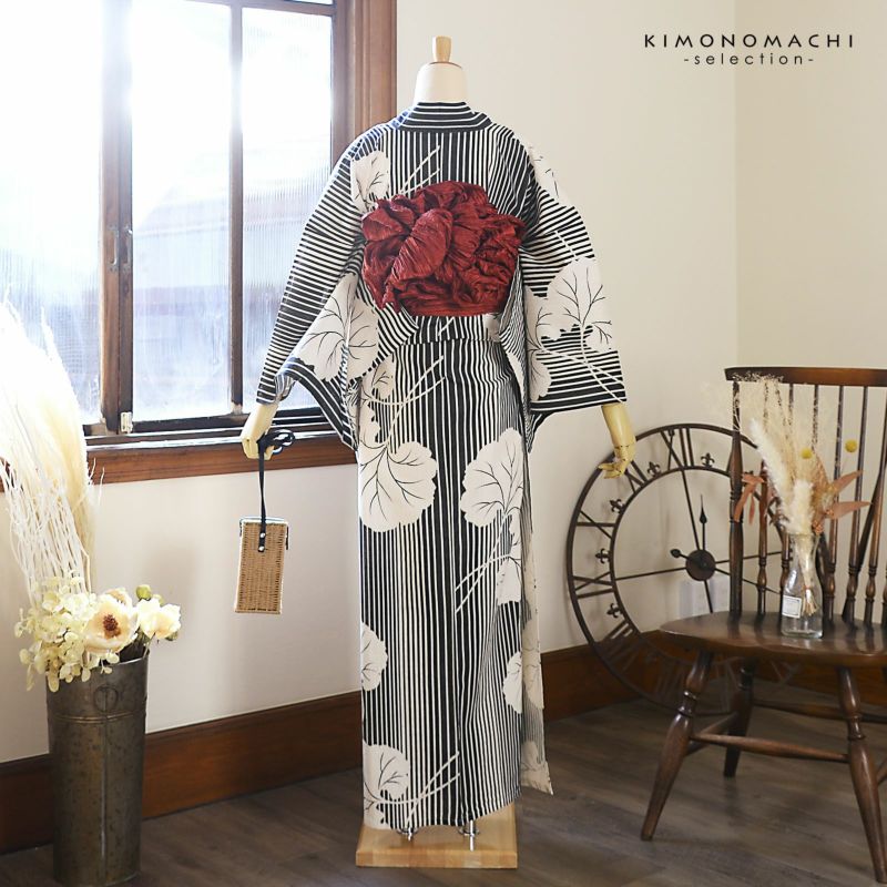 浴衣 レディース 女性浴衣 単品「花子倶楽部：紺青 菊」Fサイズ