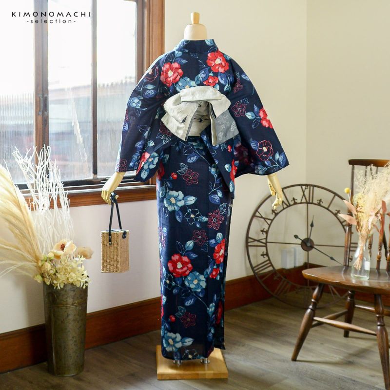 ブランド浴衣単品 花咲音(KASANE) レディース 浴衣 単品「紺地