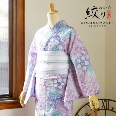 単衣 更紗模様 裄65.5 織に染め 素敵なデザイン 紬 着物 正絹T-3495